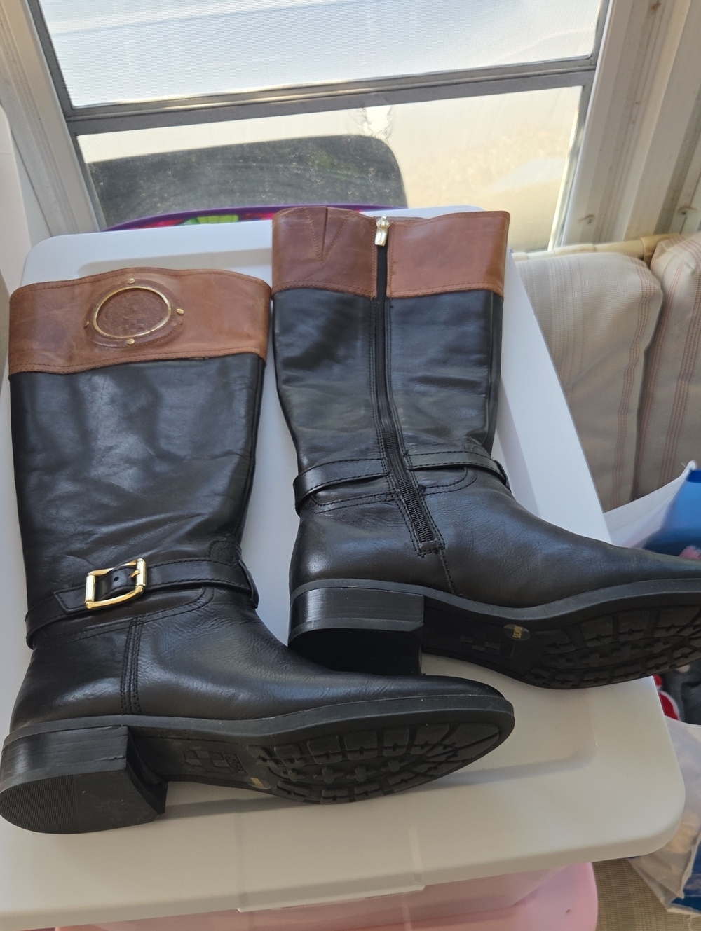 Vince Camuto Phillie Black Boot Sole with Logo Embossing